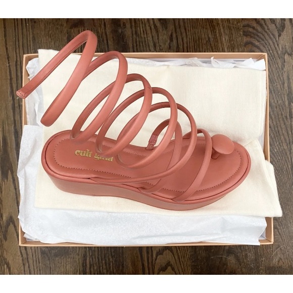 NIB Cult Gaia Alba Jasper Leather Coil Wrap Platform Wedge Sandals Pumps 36 $498 - Picture 7 of 10
